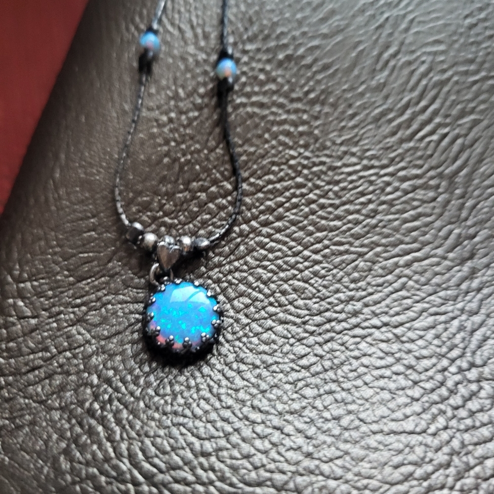 925 necklace with opal